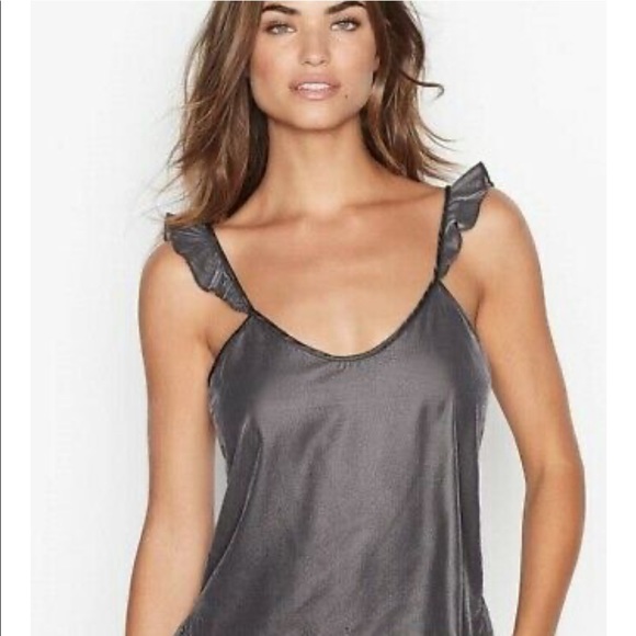 Victoria's Secret Tops - Victoria’s SECRET GRAY TANK Small RUFFLE LINGERIE TOP BLOUSE SHIRT